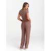 imageTrendy Queen 2 Piece Matching Summer Sweatsuit Lounge Set Womens Wide Leg Pants Side Ruching Crop Top SetsMauve Rose