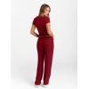 imageTrendy Queen 2 Piece Matching Summer Sweatsuit Lounge Set Womens Wide Leg Pants Side Ruching Crop Top SetsRed