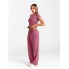imageTrendy Queen 2 Piece Matching Summer Sweatsuit Lounge Set Womens Wide Leg Pants Side Ruching Crop Top SetsRose