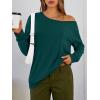 imageTrendy Queen Womens Off The Shoulder Tops Oversized Tshirts Long Sleeve 2025 Casual Basic TeesDark Green