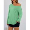 imageTrendy Queen Womens Off The Shoulder Tops Oversized Tshirts Long Sleeve 2025 Casual Basic TeesGreen