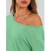 imageTrendy Queen Womens Off The Shoulder Tops Oversized Tshirts Long Sleeve 2025 Casual Basic TeesGreen