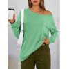 imageTrendy Queen Womens Off The Shoulder Tops Oversized Tshirts Long Sleeve 2025 Casual Basic TeesGreen