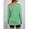 imageTrendy Queen Womens Off The Shoulder Tops Oversized Tshirts Long Sleeve 2025 Casual Basic TeesGreen