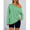 imageTrendy Queen Womens Off The Shoulder Tops Oversized Tshirts Long Sleeve 2025 Casual Basic TeesGreen