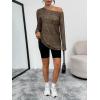 imageTrendy Queen Womens Off The Shoulder Tops Oversized Tshirts Long Sleeve 2025 Casual Basic TeesLeopard