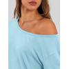 imageTrendy Queen Womens Off The Shoulder Tops Oversized Tshirts Long Sleeve 2025 Casual Basic TeesLight Blue