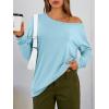 imageTrendy Queen Womens Off The Shoulder Tops Oversized Tshirts Long Sleeve 2025 Casual Basic TeesLight Blue