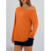 imageTrendy Queen Womens Off The Shoulder Tops Oversized Tshirts Long Sleeve 2025 Casual Basic TeesOrange