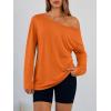 imageTrendy Queen Womens Off The Shoulder Tops Oversized Tshirts Long Sleeve 2025 Casual Basic TeesOrange