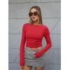 imageTrendy Queen Womens Boat Neck Tops Long Sleeve Shirts Casual Fitted Tee Shirts Solid Color Fall Basic Clothes 2025Red