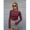 imageTrendy Queen Womens Boat Neck Tops Long Sleeve Shirts Casual Fitted Tee Shirts Solid Color Fall Basic Clothes 2025Winered
