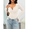 imageTrendy Queen Womens Long Sleeve Shirts Henley V Neck Ribbed Knit Tops Business Casual Basic TeesBeige