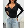 imageTrendy Queen Womens Long Sleeve Shirts Henley V Neck Ribbed Knit Tops Business Casual Basic TeesBlack