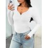 imageTrendy Queen Womens Long Sleeve Shirts Henley V Neck Ribbed Knit Tops Business Casual Basic TeesWhite
