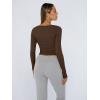 imageTrendy Queen Womens Long Sleeve Shirts Square Neck Going Out Crop Tops Fashion Y2k Workout Clothes Fall Outfits 2025Chocolate