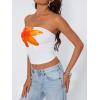 imageTrendy Queen Womens Tube Tops Going Out Summer Y2k Bandeau Trendy Crop Sleeveless Strapless Cute Teens 2025 Corset FloralOrange Flower