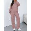 imageTrendy Queen 2 Piece Lounge Sweat Sets Plus Size Fall Fashion Matching Sweatsuits Wide Leg Pants Travel Outfit Winter ClothesDarkpink
