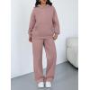 imageTrendy Queen 2 Piece Lounge Sweat Sets Plus Size Fall Fashion Matching Sweatsuits Wide Leg Pants Travel Outfit Winter ClothesDarkpink
