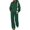 imageTrendy Queen 2 Piece Lounge Sweat Sets Plus Size Fall Fashion Matching Sweatsuits Wide Leg Pants Travel Outfit Winter ClothesDarkgreen