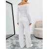 imageTrendy Queen 2 Piece Off Shoulder Set Womens Wide Leg Pants Side Ruching Slightly Crop Top SetsOatmeal Grey
