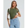 imageTrendy Queen Womens Basic T Shirts Summer Tops 2026 Crop Short Sleeve Slim Fit Tee Cute Gym Workout ClothesArmygreen