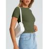 imageTrendy Queen Womens Basic T Shirts Summer Tops 2026 Crop Short Sleeve Slim Fit Tee Cute Gym Workout ClothesArmygreen