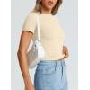 imageTrendy Queen Womens Basic T Shirts Summer Tops 2026 Crop Short Sleeve Slim Fit Tee Cute Gym Workout ClothesBeige