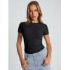 imageTrendy Queen Womens Basic T Shirts Summer Tops 2026 Crop Short Sleeve Slim Fit Tee Cute Gym Workout ClothesBlack