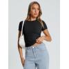 imageTrendy Queen Womens Basic T Shirts Summer Tops 2026 Crop Short Sleeve Slim Fit Tee Cute Gym Workout ClothesBlack
