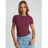 imageTrendy Queen Womens Basic T Shirts Summer Tops 2026 Crop Short Sleeve Slim Fit Tee Cute Gym Workout ClothesBurgundy