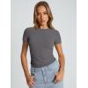 imageTrendy Queen Womens Basic T Shirts Summer Tops 2026 Crop Short Sleeve Slim Fit Tee Cute Gym Workout ClothesDeepgrey