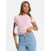imageTrendy Queen Womens Basic T Shirts Summer Tops 2026 Crop Short Sleeve Slim Fit Tee Cute Gym Workout ClothesLightpink