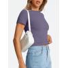 imageTrendy Queen Womens Basic T Shirts Summer Tops 2026 Crop Short Sleeve Slim Fit Tee Cute Gym Workout ClothesPurple
