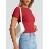 imageTrendy Queen Womens Basic T Shirts Summer Tops 2026 Crop Short Sleeve Slim Fit Tee Cute Gym Workout ClothesRed