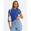 imageTrendy Queen Womens Basic T Shirts Summer Tops 2026 Crop Short Sleeve Slim Fit Tee Cute Gym Workout ClothesRoyal Blue
