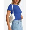 imageTrendy Queen Womens Basic T Shirts Summer Tops 2026 Crop Short Sleeve Slim Fit Tee Cute Gym Workout ClothesRoyal Blue