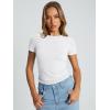 imageTrendy Queen Womens Basic T Shirts Summer Tops 2026 Crop Short Sleeve Slim Fit Tee Cute Gym Workout ClothesWhite