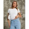 imageTrendy Queen Womens Basic T Shirts Summer Tops 2026 Crop Short Sleeve Slim Fit Tee Cute Gym Workout ClothesWhite