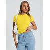 imageTrendy Queen Womens Basic T Shirts Summer Tops 2026 Crop Short Sleeve Slim Fit Tee Cute Gym Workout ClothesYellow