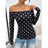 imageTrendy Queen Womens Long Sleeve Off The Shoulder Tops Going Out Cute Basic Y2K Fall Fashion 2025 Outfits ClothesBlack Dots
