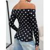 imageTrendy Queen Womens Long Sleeve Off The Shoulder Tops Going Out Cute Basic Y2K Fall Fashion 2025 Outfits ClothesBlack Dots