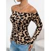imageTrendy Queen Womens Long Sleeve Off The Shoulder Tops Going Out Cute Basic Y2K Fall Fashion 2025 Outfits ClothesLeopard