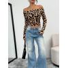 imageTrendy Queen Womens Long Sleeve Off The Shoulder Tops Going Out Cute Basic Y2K Fall Fashion 2025 Outfits ClothesLeopard