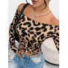 imageTrendy Queen Womens Long Sleeve Off The Shoulder Tops Going Out Cute Basic Y2K Fall Fashion 2025 Outfits ClothesLeopard