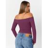 imageTrendy Queen Womens Long Sleeve Off The Shoulder Tops Going Out Cute Basic Y2K Fall Fashion 2025 Outfits ClothesPurple