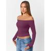 imageTrendy Queen Womens Long Sleeve Off The Shoulder Tops Going Out Cute Basic Y2K Fall Fashion 2025 Outfits ClothesPurple