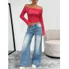 imageTrendy Queen Womens Long Sleeve Off The Shoulder Tops Going Out Cute Basic Y2K Fall Fashion 2025 Outfits ClothesRed Heart