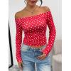 imageTrendy Queen Womens Long Sleeve Off The Shoulder Tops Going Out Cute Basic Y2K Fall Fashion 2025 Outfits ClothesRed Heart