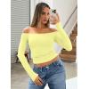 imageTrendy Queen Womens Long Sleeve Off The Shoulder Tops Going Out Cute Basic Y2K Fall Fashion 2025 Outfits ClothesYellow